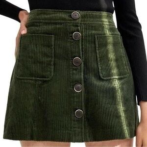Zara green corduroy mini skirt